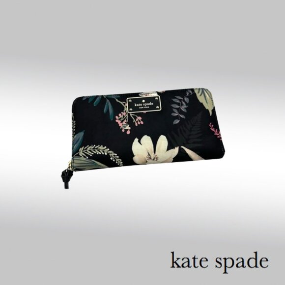 Kate Spade New York Black Wilson Road Botanical Neda Wallet - Picture 1 of 6